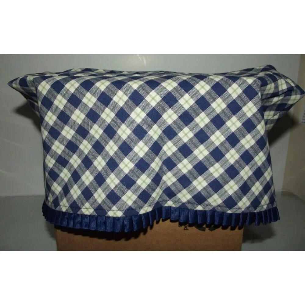 Longaberger Navy and Cream Plaid Fabric Basket Liner